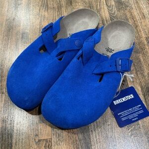 Birkenstock Royal Blue Suede Clogs